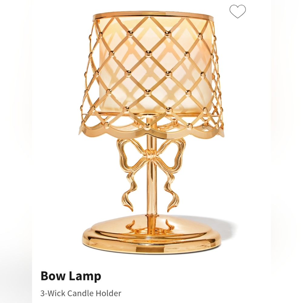 Bath & Body Works Coquette Gold Bow Lamp 3-Wick Candle Holder NWT